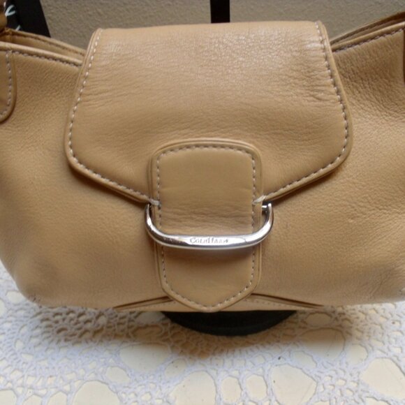 COLE HAAN Classic Creamy Tan Beige Leather Satchel Bag - Picture 6 of 10